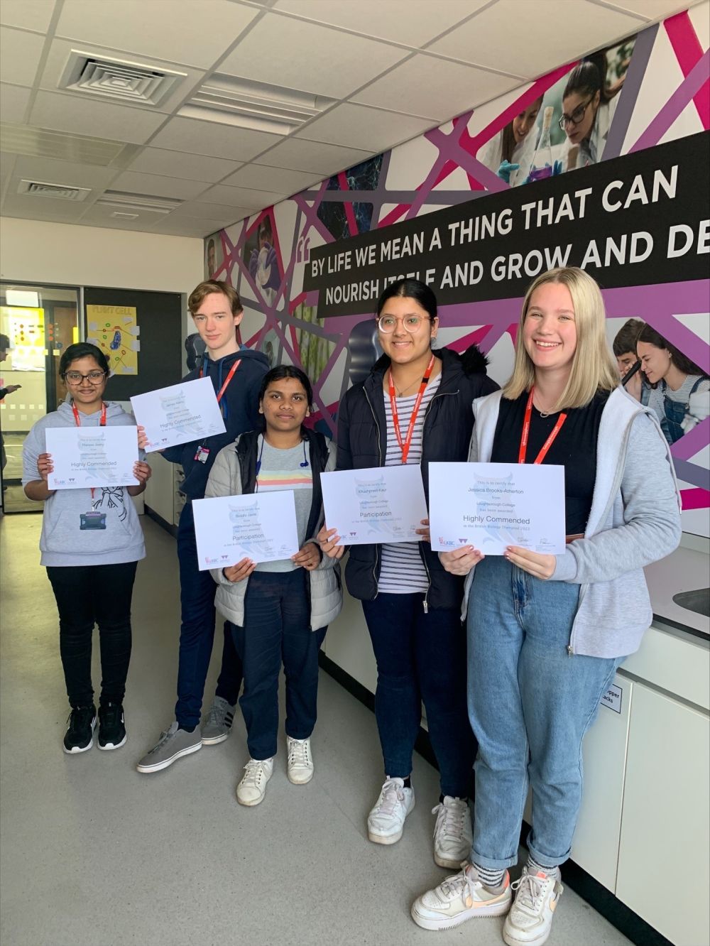 Students highly commended in the British Biology Olympiad Loughborough College